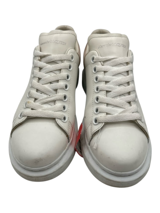 Alexander McQueen Shoe Size 38.5 White & Beige Leather Laces Low Top Sneakers White & Beige / 38.5