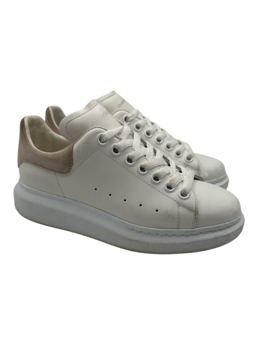 Alexander McQueen Shoe Size 38.5 White & Beige Leather Laces Low Top Sneakers White & Beige / 38.5