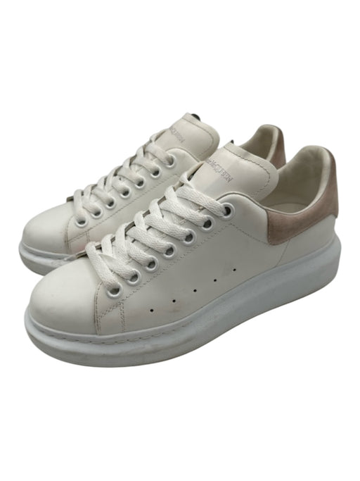 Alexander McQueen Shoe Size 38.5 White & Beige Leather Laces Low Top Sneakers White & Beige / 38.5