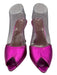 Amina Muaddi Shoe Size 38.5 Purple Leather Metallic Peep Toe Mules Purple / 38.5