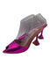 Amina Muaddi Shoe Size 38.5 Purple Leather Metallic Peep Toe Mules Purple / 38.5