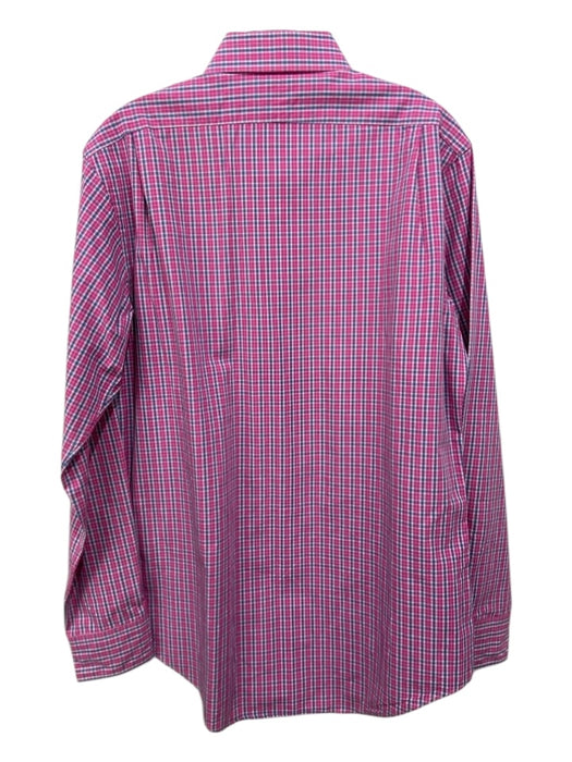 Polo Size 15.5 Purple & Blue Print Cotton Blend Plaid Men's Long Sleeve Shirt 15.5