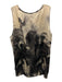 Eileen Fisher Size Large Gray & Cream Silk Sleeveless Abstract Print Satin Top Gray & Cream / Large