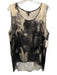 Eileen Fisher Size Large Gray & Cream Silk Sleeveless Abstract Print Satin Top Gray & Cream / Large