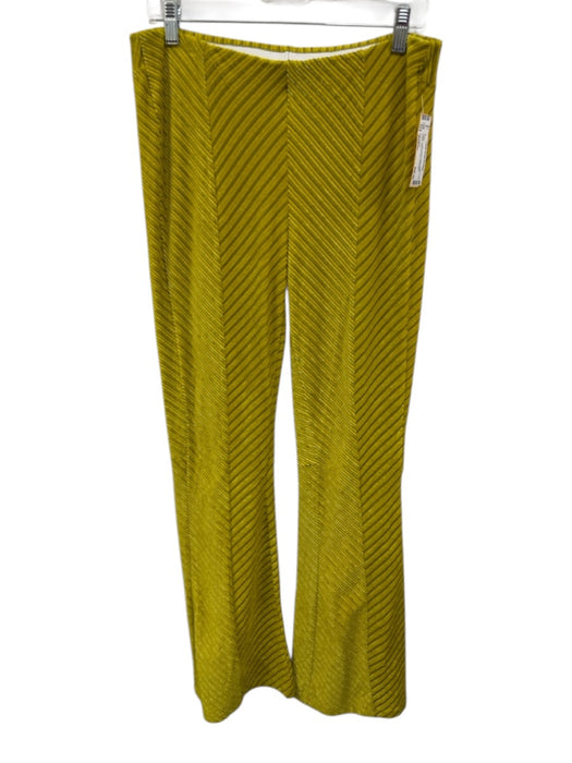 Free People Size Medium Yellow Cotton Blend Elastic Waist Velvet Chevron Pants Yellow / Medium