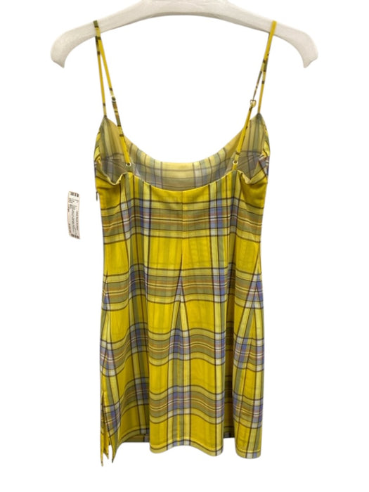 Miaou Size Large Yellow, blue, red Polyester Blend Spaghetti Strap Plaid Dress Yellow, blue, red / Large