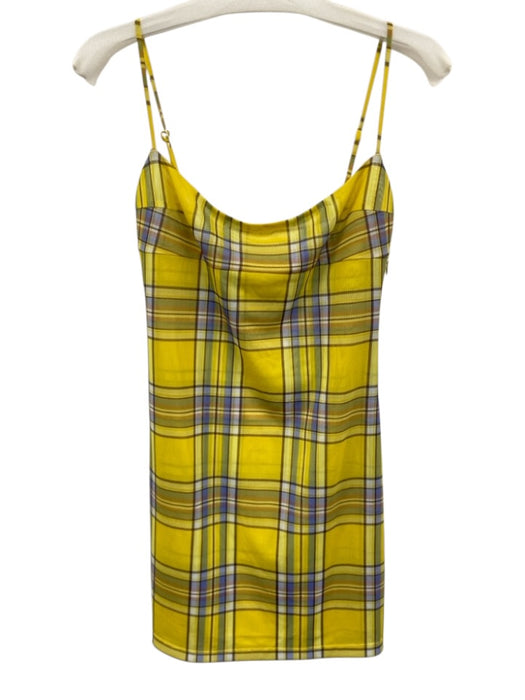 Miaou Size Large Yellow, blue, red Polyester Blend Spaghetti Strap Plaid Dress Yellow, blue, red / Large