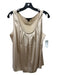 St. John Size L Beige Silk Scoop Neck Satin Pleated Neckline Sleeveless Top Beige / L