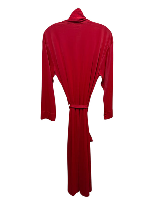 Natori Size L Red Polyester Open Front Tie Waist Robe Red / L