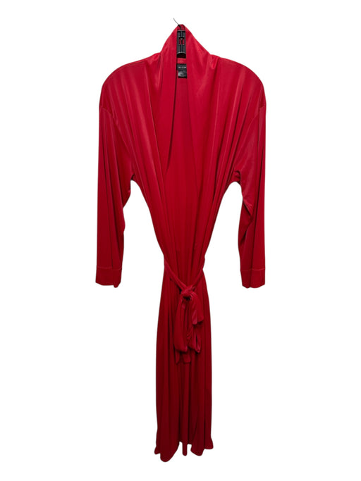 Natori Size L Red Polyester Open Front Tie Waist Robe Red / L