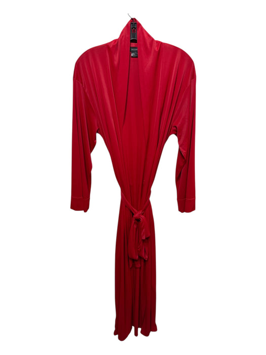 Natori Size L Red Polyester Open Front Tie Waist Robe Red / L