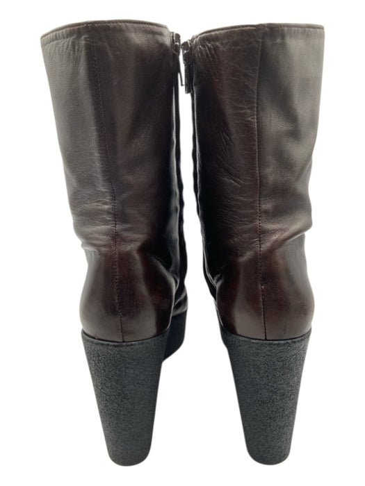 Robert Clergerie Shoe Size 7.5 Dark Brown Latex Platform Side Zip Wedge Boots Dark Brown / 7.5