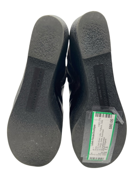 Robert Clergerie Shoe Size 7.5 Dark Brown Latex Platform Side Zip Wedge Boots Dark Brown / 7.5