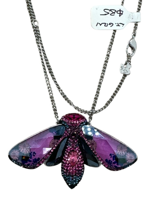 Swarovski Silver Metal Pendant Crystal Lobster Clasp Butterfly Necklace Silver