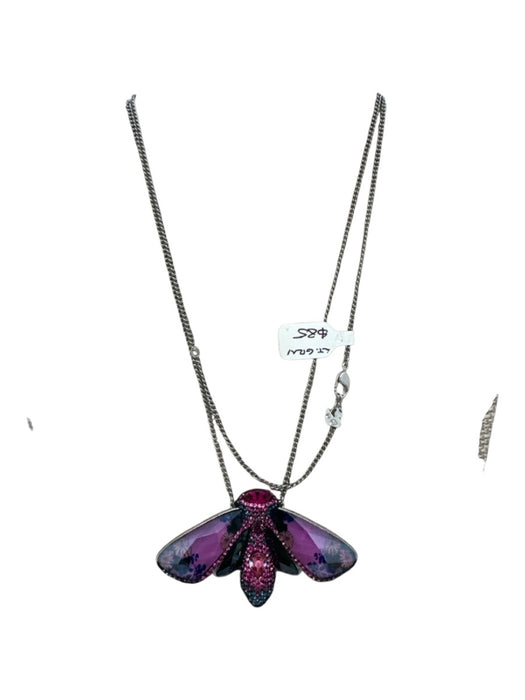 Swarovski Silver Metal Pendant Crystal Lobster Clasp Butterfly Necklace Silver