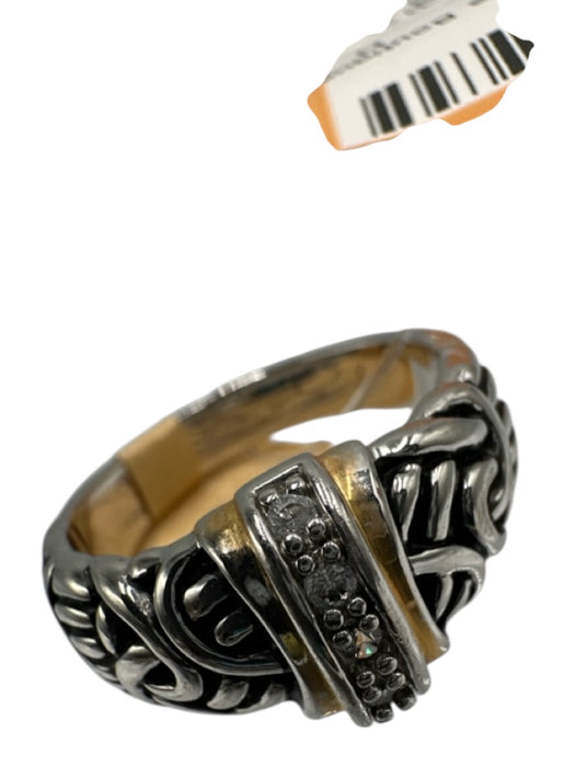 No Brand Silver & Gold Mixed Metals Diamond Band Ring Silver & Gold