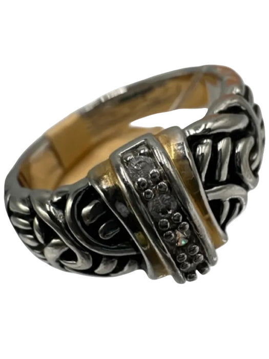 No Brand Silver & Gold Mixed Metals Diamond Band Ring Silver & Gold
