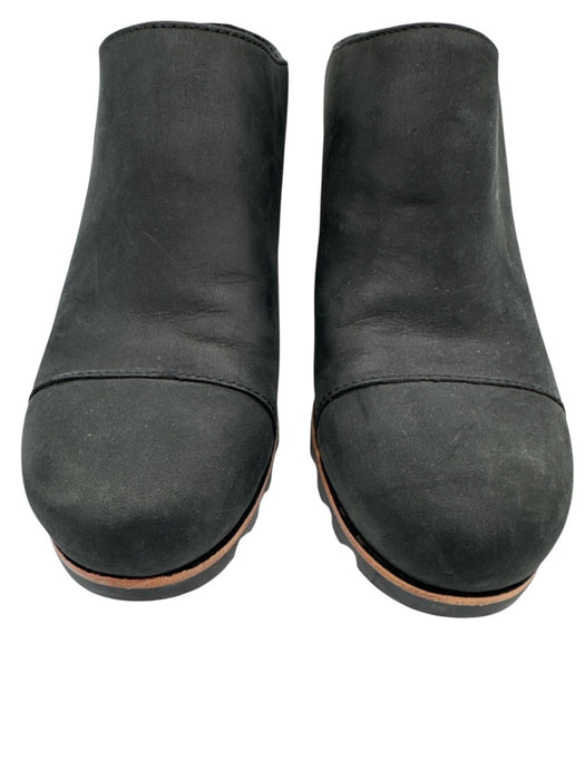 Sorel Shoe Size 8 Black Leather Rubber Sole Stacked Heel Clogs Black / 8