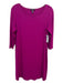 Eileen Fisher Size PM Purple Viscose Blend Wide Neck 3/4 Sleeve Shift Dress Purple / PM