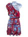 Shoshanna Size 10 Blue, Red, Gold Silk Blend Ruffle Floral Elastic Waist Dress Blue, Red, Gold / 10