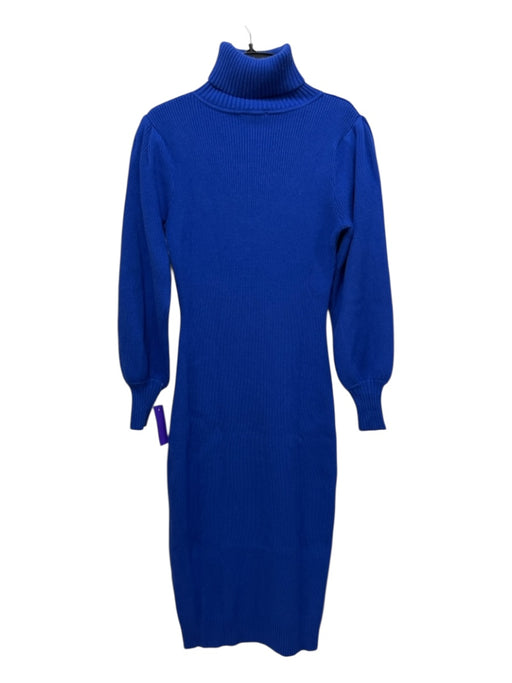 Farm Rio Size XS Royal Blue Polyester Blend Ribbed Knit Heart Cut Out Midi Dress Royal Blue / XS