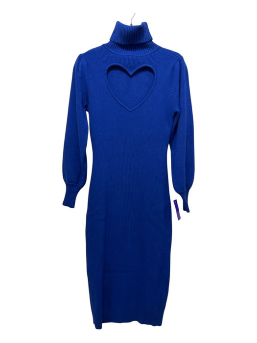 Farm Rio Size XS Royal Blue Polyester Blend Ribbed Knit Heart Cut Out Midi Dress Royal Blue / XS