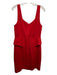 Trina Turk Size 10 Red Rayon Blend Sleeveless Solid Peplum Below knee Dress Red / 10