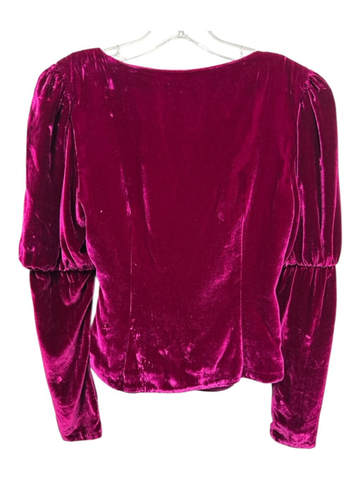 5a7 Cinq a Sept Size XS Fuscia Pink Rayon Blend Long Sleeve Velvet Wrap Top Fuscia Pink / XS