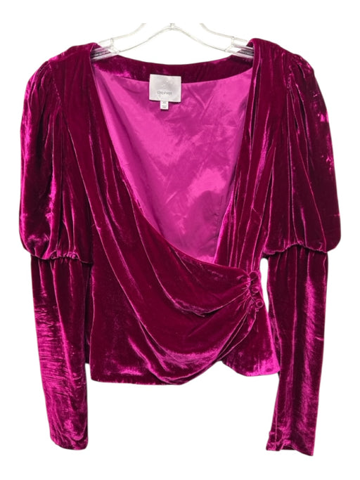 5a7 Cinq a Sept Size XS Fuscia Pink Rayon Blend Long Sleeve Velvet Wrap Top Fuscia Pink / XS