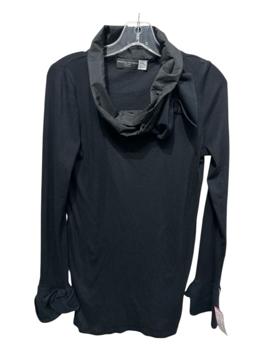 Brunello Cucinelli Size XL Black Cotton Long Sleeve Ribbed Neck detail Top Black / XL