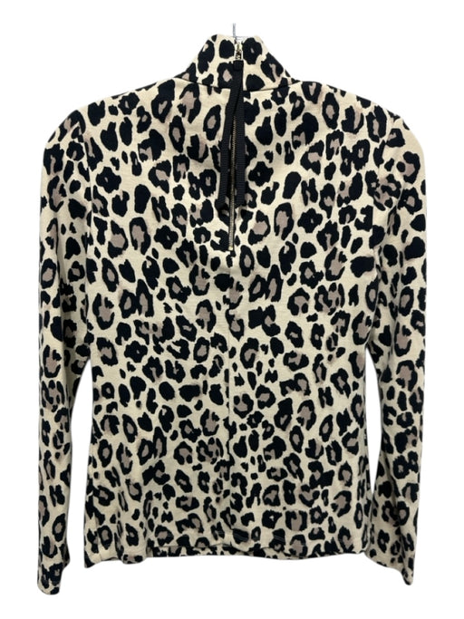 Kate Spade Size 2 Beige & Black Viscose Blend Long Sleeve Leopard Mock Neck Top Beige & Black / 2