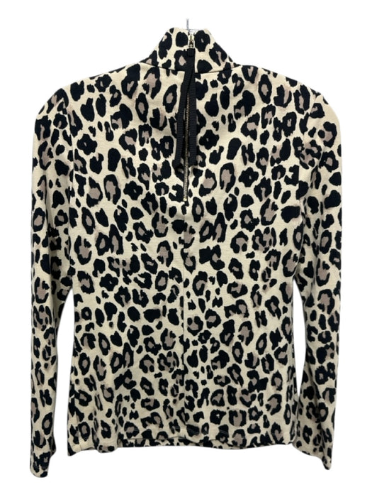 Kate Spade Size 2 Beige & Black Viscose Blend Long Sleeve Leopard Mock Neck Top Beige & Black / 2