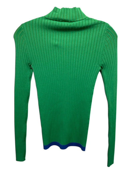 Tory Burch Size XXS Green & Blue Rayon Blend Long Sleeve Ribbed Mock Neck Top Green & Blue / XXS