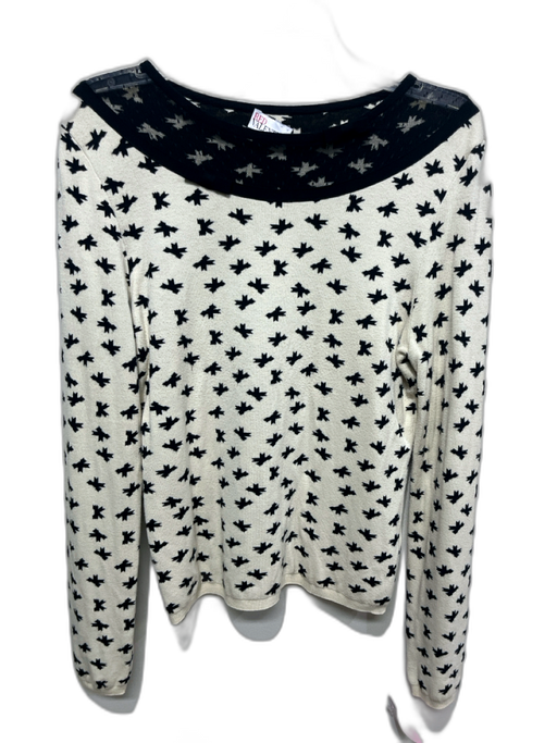 Red Valentino Size XL Sable Viscose Rib Knit Mesh Detail Bows Round Neck Sweater Sable / XL
