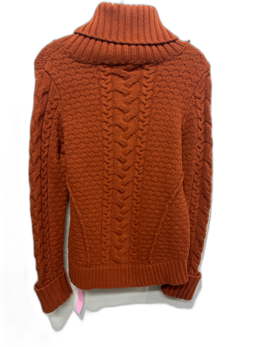 Veronica Beard Size M Rust Orange Merino Wool Blend Cable Knit Ribbed Sweater Rust Orange / M