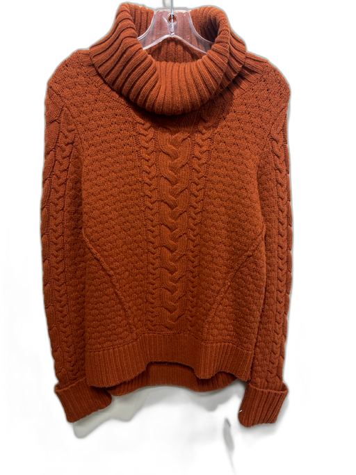 Veronica Beard Size M Rust Orange Merino Wool Blend Cable Knit Ribbed Sweater Rust Orange / M