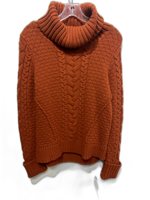 Veronica Beard Size M Rust Orange Merino Wool Blend Cable Knit Ribbed Sweater Rust Orange / M