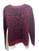 A.L.C. Size S Burgundy, Tan & Cream Wool Rib Knit Cheetah Crew Neck Sweater Burgundy, Tan & Cream / S
