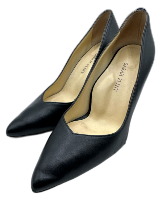 Sarah Flint Shoe Size 37.5 Black Leather Pointed Toe Stiletto Pumps Black / 37.5