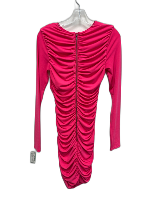Alice + Olivia Size S / 6 Hot pink Polyester Blend Long Sleeve Back Zip Dress Hot pink / S / 6