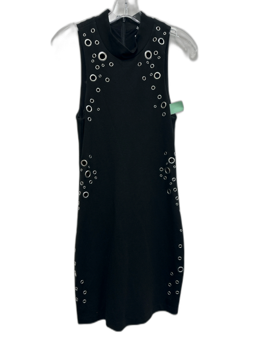 Parker Size S Black & Silver Rayon & Nylon Circle Grommet Sleeveless Dress Black & Silver / S