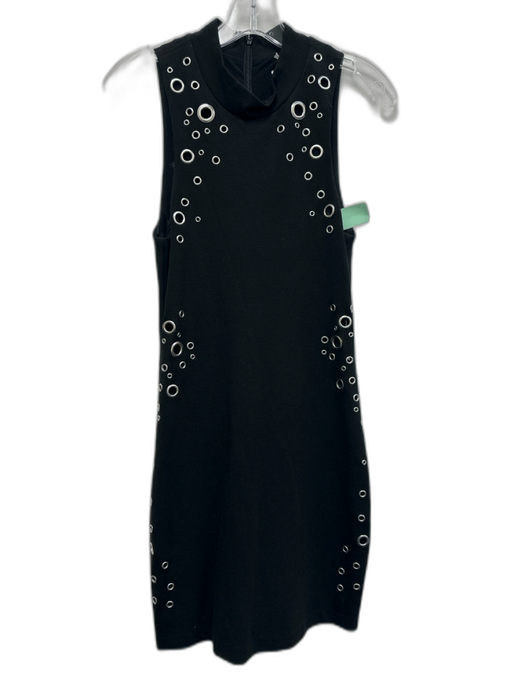 Parker Size S Black & Silver Rayon & Nylon Circle Grommet Sleeveless Dress Black & Silver / S