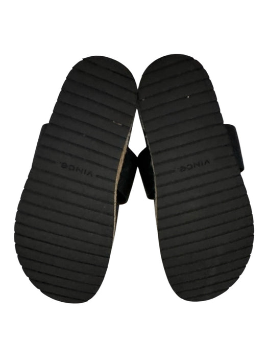 Vince Shoe Size 7 Black & Beige Leather Pebbled Woven Sole Thong Strap Sandals Black & Beige / 7