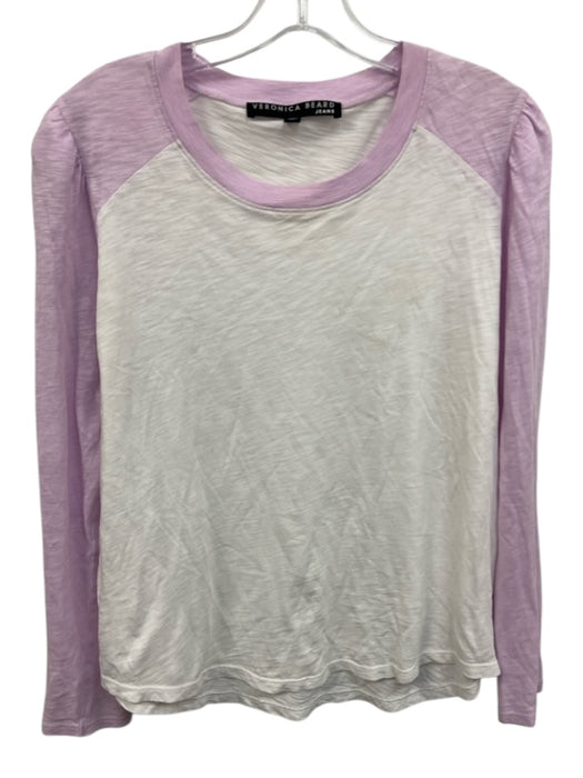 Veronica Beard Jeans Size M White & Purple Pima Cotton Heathered Long Sleeve Top White & Purple / M