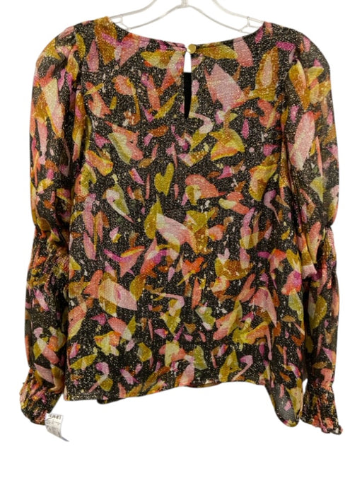 Marie Oliver Size XS Black, Gold, Pink Silk Blend Metallic Abstract Top Black, Gold, Pink / XS