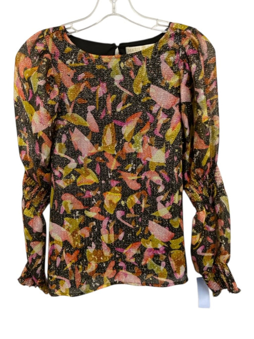 Marie Oliver Size XS Black, Gold, Pink Silk Blend Metallic Abstract Top Black, Gold, Pink / XS