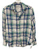 Frank & Eilen Size XXS Blue, Green, White Linen Blend Plaid Long Sleeve Top Blue, Green, White / XXS