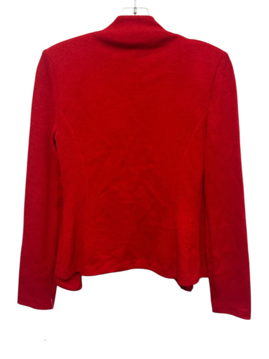 St John Evening Size 2 Red Wool Blend Rhinestone trim flounce Cardigan Red / 2