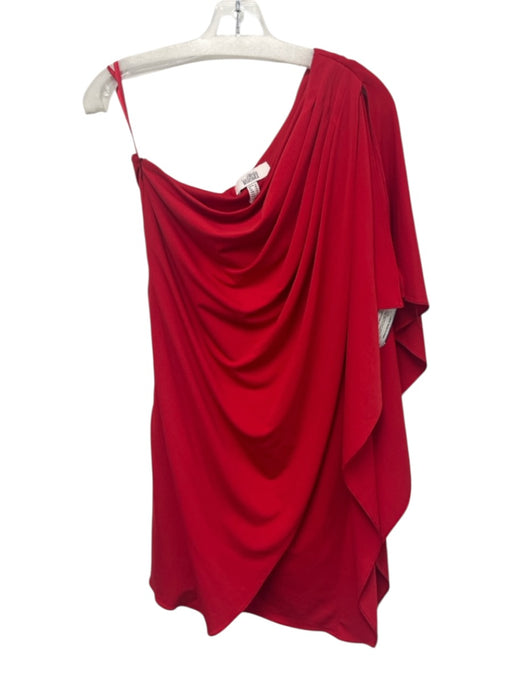 Belle Badgley Mischka Size 6 Red Polyester Blend Draped Pleat Detail Mini Dress Red / 6