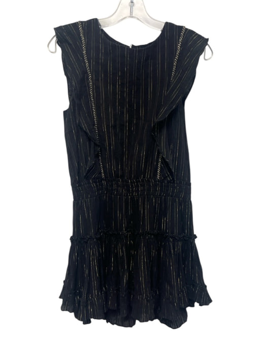 Misa Size XS Black & Gold Cotton Blend Elastic Waist Pinstripe Sleeveless Dress Black & Gold / XS